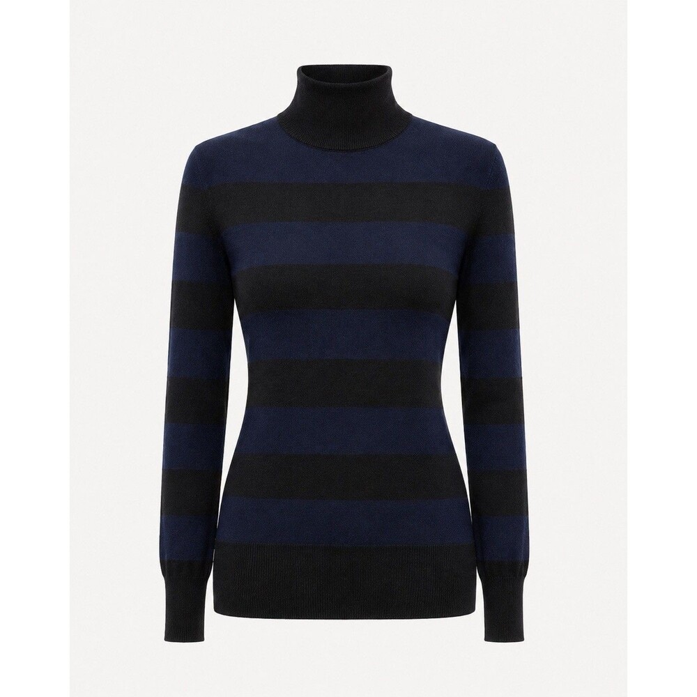 Rag And Bone Navy & Black Stripe Turtleneck Sweater Size M Classic Minimal EUC